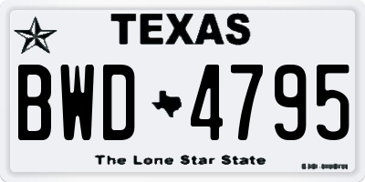 TX license plate BWD4795