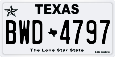 TX license plate BWD4797