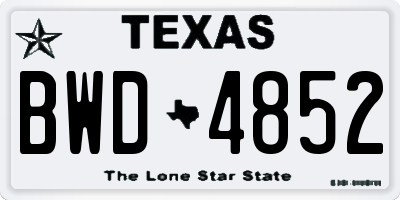 TX license plate BWD4852
