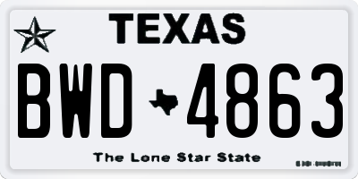 TX license plate BWD4863