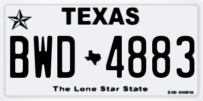 TX license plate BWD4883