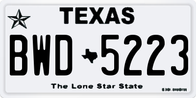 TX license plate BWD5223