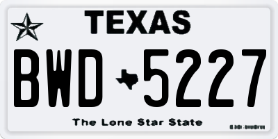 TX license plate BWD5227
