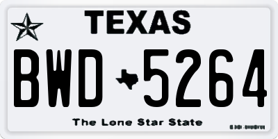 TX license plate BWD5264