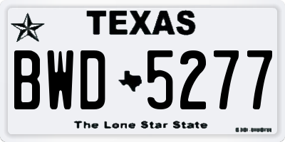 TX license plate BWD5277