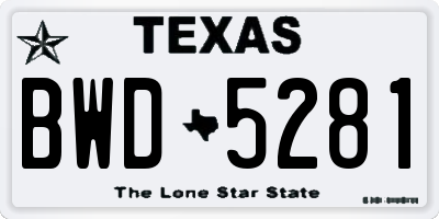 TX license plate BWD5281