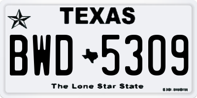 TX license plate BWD5309
