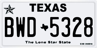 TX license plate BWD5328