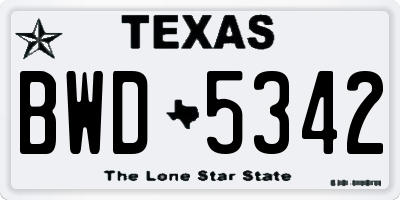 TX license plate BWD5342