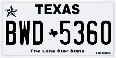 TX license plate BWD5360