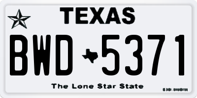 TX license plate BWD5371