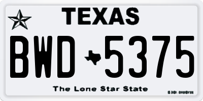 TX license plate BWD5375
