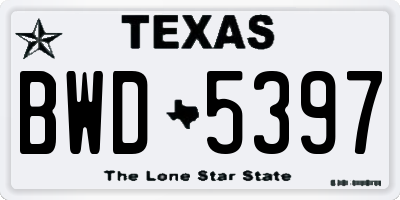 TX license plate BWD5397