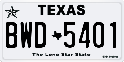 TX license plate BWD5401