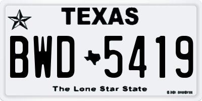 TX license plate BWD5419