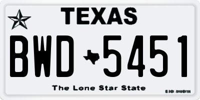 TX license plate BWD5451