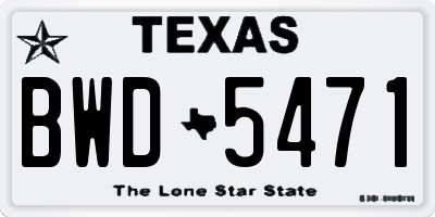 TX license plate BWD5471
