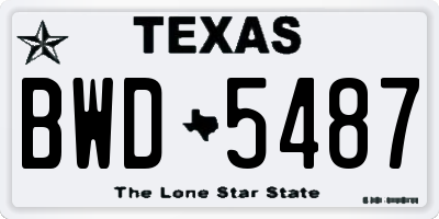 TX license plate BWD5487