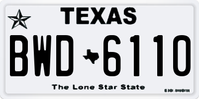 TX license plate BWD6110