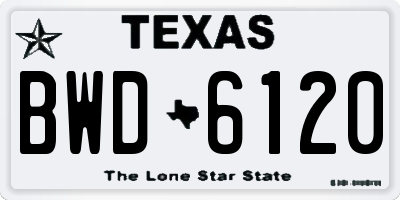 TX license plate BWD6120