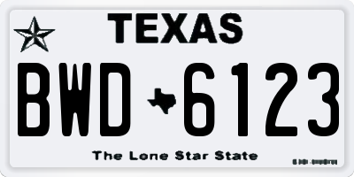 TX license plate BWD6123