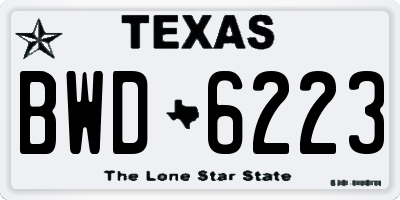 TX license plate BWD6223