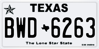 TX license plate BWD6263
