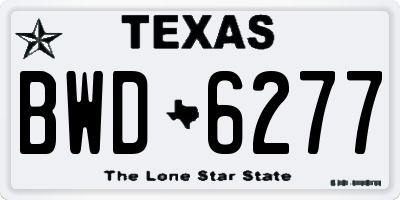 TX license plate BWD6277