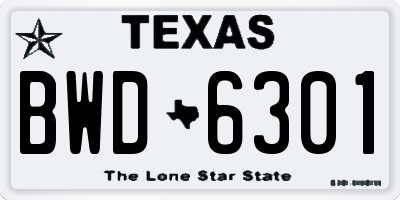 TX license plate BWD6301