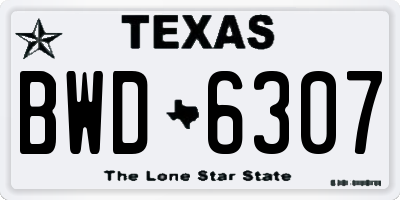 TX license plate BWD6307