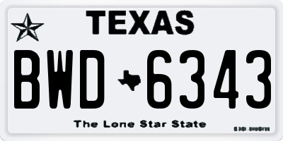 TX license plate BWD6343