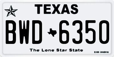 TX license plate BWD6350