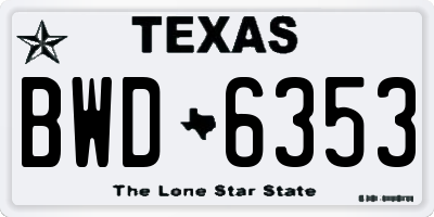 TX license plate BWD6353
