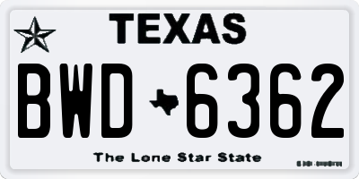 TX license plate BWD6362