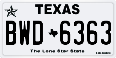 TX license plate BWD6363