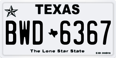 TX license plate BWD6367