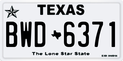 TX license plate BWD6371