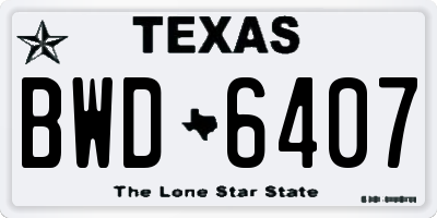 TX license plate BWD6407