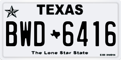 TX license plate BWD6416