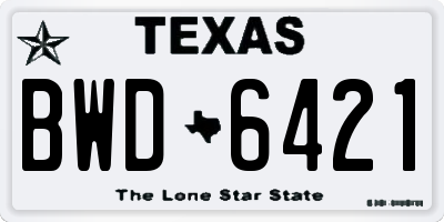TX license plate BWD6421