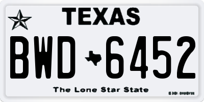 TX license plate BWD6452