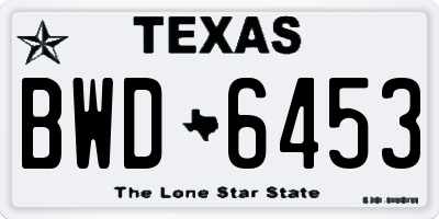 TX license plate BWD6453