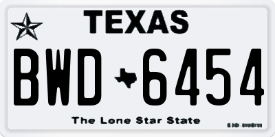 TX license plate BWD6454