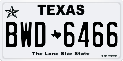 TX license plate BWD6466