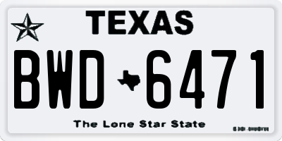 TX license plate BWD6471