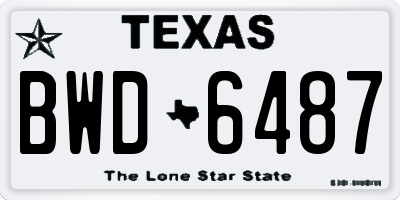 TX license plate BWD6487