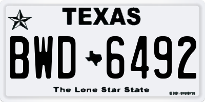 TX license plate BWD6492