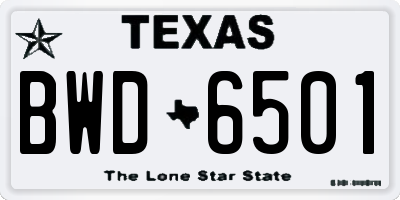 TX license plate BWD6501