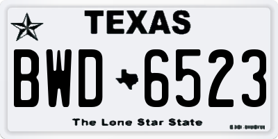 TX license plate BWD6523