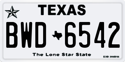 TX license plate BWD6542